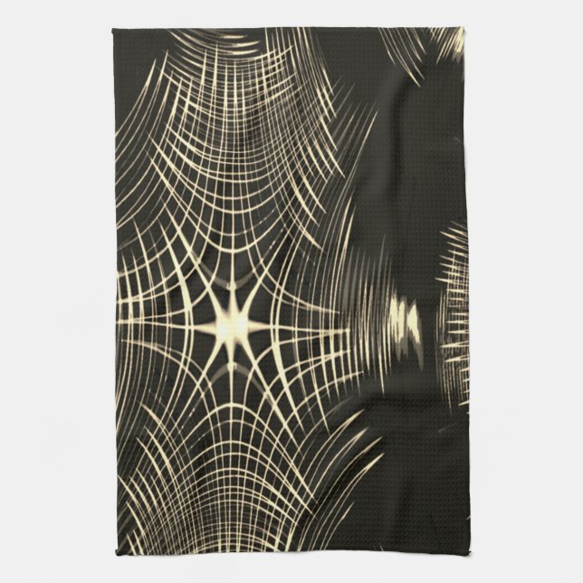 Überquerte Khaki-Linien, die sich in Welle wiederh Geschirrtuch (Vertikal)