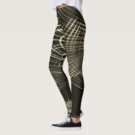 Überquerte Khaki-Linien, die sich in Welle wiederh Leggings