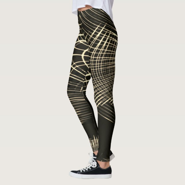 Überquerte Khaki-Linien, die sich in Welle wiederh Leggings (Links)