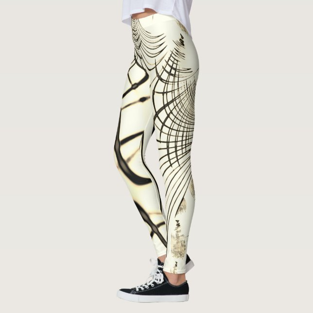 Überquerte, nusenbraune Spuren, heller Hintergrund Leggings (Links)