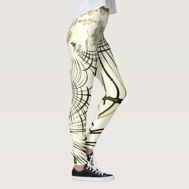 Überquerte, nusenbraune Spuren, heller Hintergrund Leggings (Rechts)