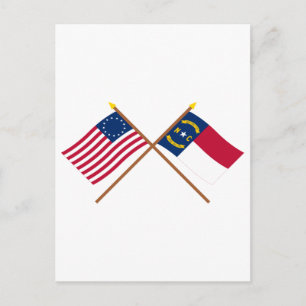 Überquerte US-13-Sterne und North Carolina-Staatsf Postkarte