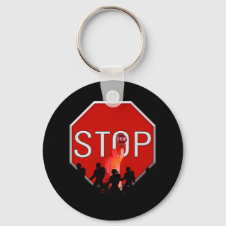 Überquerung mit Kids & Stopp-Signierung Schlüsselanhänger