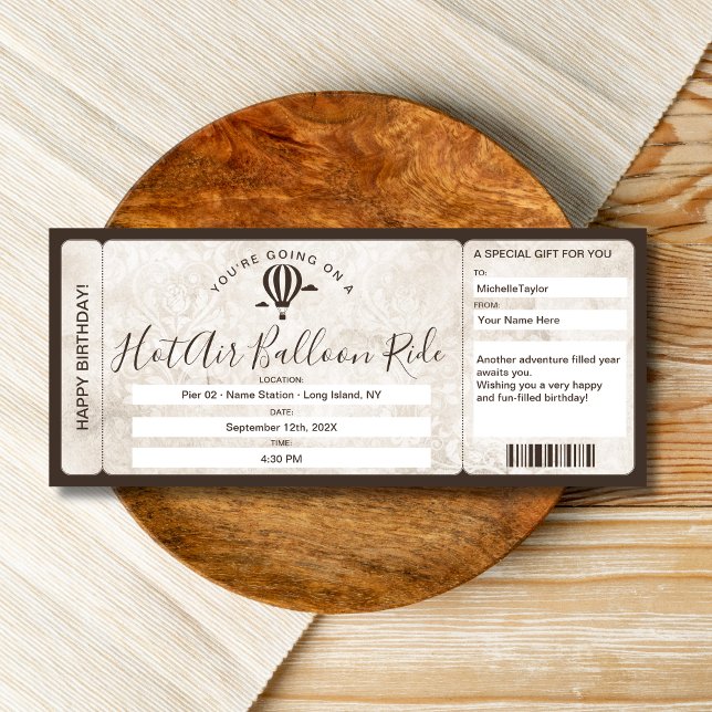Überraschen Boarding Pass Ticket Heißluftballonfah Einladung (Von Creator hochgeladen)
