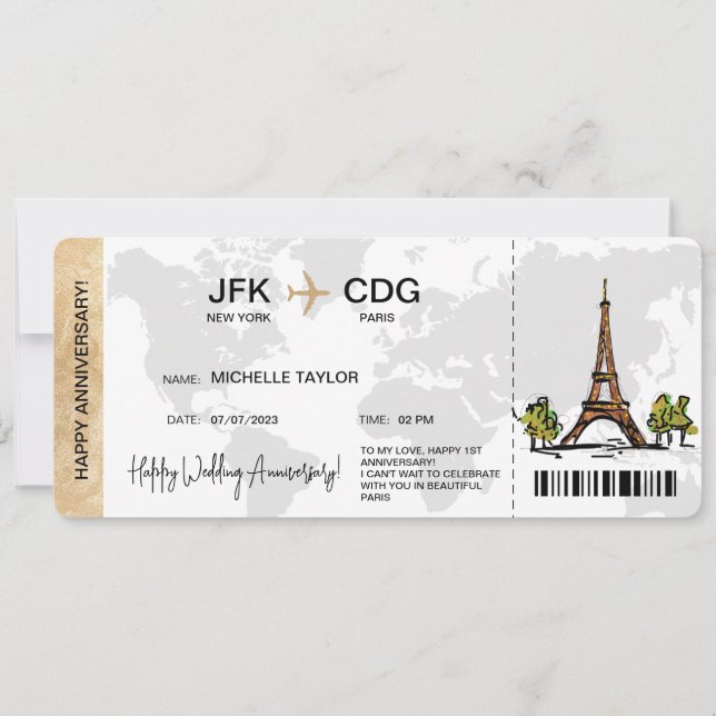Überraschen Boarding Pass Ticket Zielort Einladung (Vorderseite)