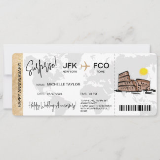 Überraschen Boarding Pass Ticket Zielort Einladung
