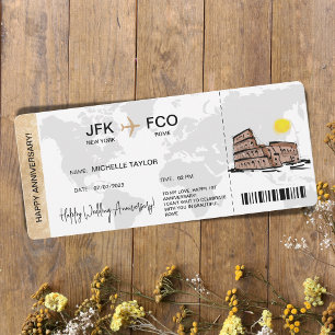 Überraschen Boarding Pass Ticket Zielort Einladung