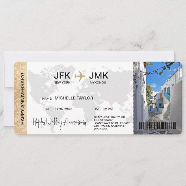 Überraschen Boarding Pass Ticket Zielort Griechenl Einladung (Vorderseite)