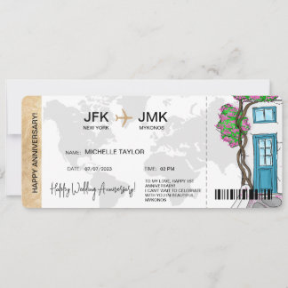 Überraschen Boarding Pass Ticket Zielort Griechenl Einladung
