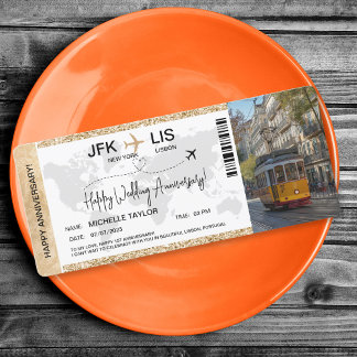 Überraschen Boarding Pass Ticket Zielort Portugal Einladung