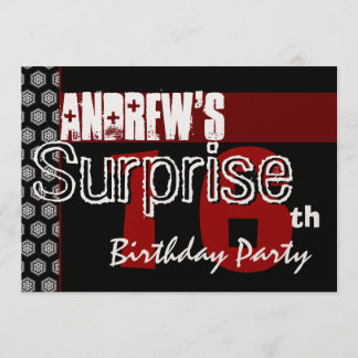 Überraschen Sie 16. Geburtstags-modernes rotes Einladung