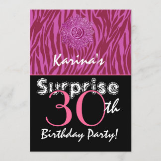 ÜBERRASCHEN Sie 30. Geburtstags-Rosaund WeinZebra Einladung