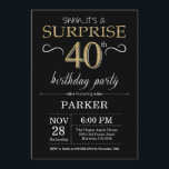 Überraschen Sie 40. Einladung<br><div class="desc">Überraschen Sie 40. Geburtstags-Einladung mit Schwarzem und GoldGlitzer-Hintergrund. Tafel. Erwachsener Geburtstag. Männer oder Frauen Bday laden ein. Irgendein Alter. Für weitere Kundenbezogenheit klicken Sie bitte "besonders anfertigen es" Knopf und benutzen unser Entwurfswerkzeug, um diese Schablone zu ändern.</div>