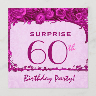 ÜBERRASCHEN Sie 60. Geburtstag rosa Vintages Mit Einladung