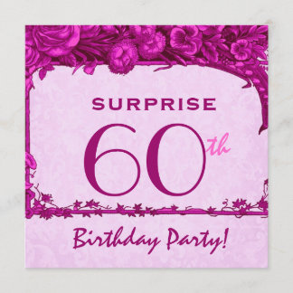 ÜBERRASCHEN Sie 60. Geburtstag rosa Vintages Mit Einladung