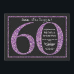 Überraschen Sie 60. Geburtstags-Einladungs-lila Einladung<br><div class="desc">Überraschen Sie 60. Geburtstags-Einladung. Schwarzes und lila Glitzer-Geburtstags-Party laden mit Tafel-Hintergrund ein. Überraschungs-Geburtstag. Erwachsener Geburtstag. Männer oder Frauen Bday Schlag-Party. Für weitere Kundenbezogenheit klicken Sie bitte "besonders anfertigen es" Knopf und benutzen unser Entwurfswerkzeug,  um diese Schablone zu ändern.</div>