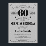 Überraschen Sie 60. Geburtstags-schwarzes und Einladung<br><div class="desc">Überraschen Sie 60. Geburtstags-Einladungs-schwarzes und silbernes Grau-Typografie. Schwarzes und silbernes Grau-Grau-Hintergrund. Erwachsener Geburtstag. Männlicher Mann-oder Frauen-Geburtstag. Kinder Junge oder Mädchen-Dame Teen Teenage Bday Invite. 13. 15. 16. 18. 20. 21. 30. 40. 50. 60. 70. 80. 90. 100. Irgendein Alter. Für weitere Kundenbezogenheit klicken Sie bitte "besonders anfertigen es" Knopf und...</div>