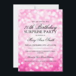 Überraschen Sie 70. Einladung<br><div class="desc">Eleganter 70. Überraschungs-Geburtstags-Party Einladungsentwurf mit rosa Glitzer beleuchtet Motiv,  individueller Name und Datum und zusätzlicher Text.</div>