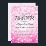 Überraschen Sie 70. Einladung<br><div class="desc">Eleganter 70. Überraschungs-Geburtstags-Party Einladungsentwurf mit rosa Glitzer beleuchtet Motiv,  individueller Name und Datum und zusätzlicher Text.</div>