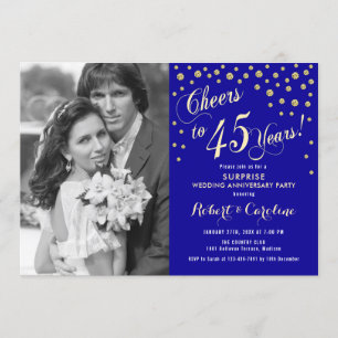 Überraschen Sie zum 45. Jubiläum mit Foto - Gold B Einladung