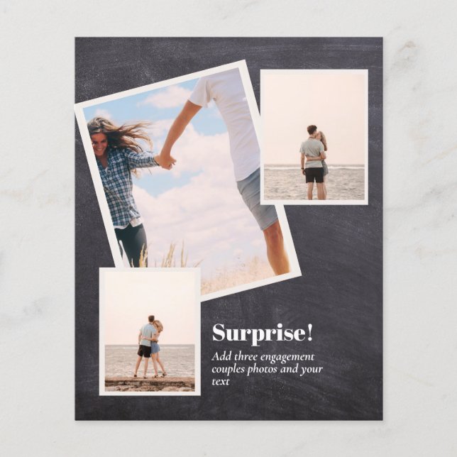 ÜBERRASCHEN! Verlobung Ankündigung FOTO COLLAGE Flyer (Vorne)