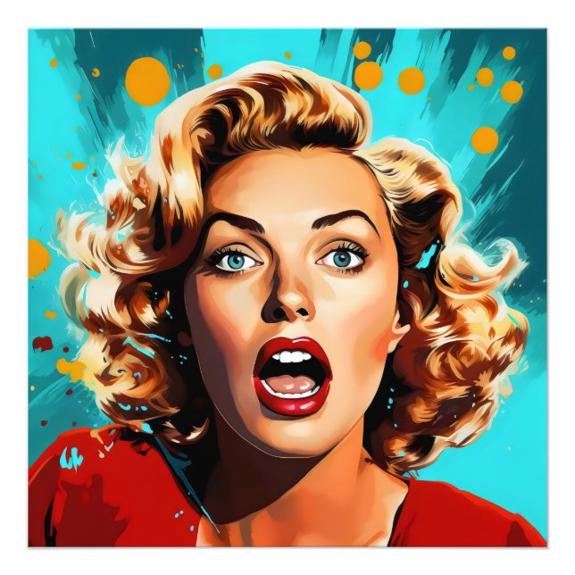 Überraschende Blonde Pop Art Fotodruck (Vorne)