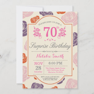 Überraschende Blumen-Einladung zum 70. Geburtstag Einladung