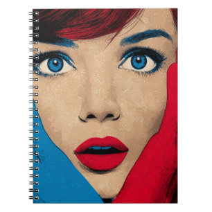 Überraschende Frau in Pop Art Notizblock