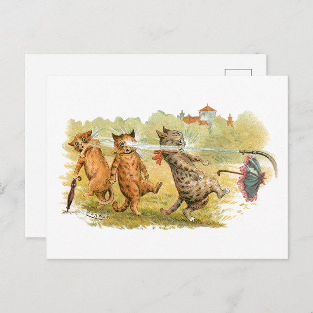 Überraschende Katzen Louis Wain Postkarte (Vorne/Hinten)