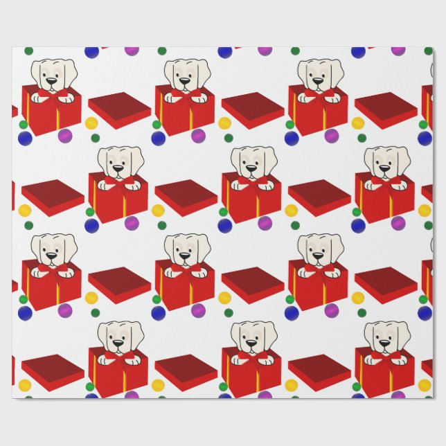 Überraschende Welpe in einer roten Geschenkboxen Geschenkpapier (Flach)