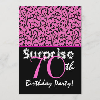 ÜBERRASCHENDES 70. Geburtstag Pink Swirl Leinenpap Einladung