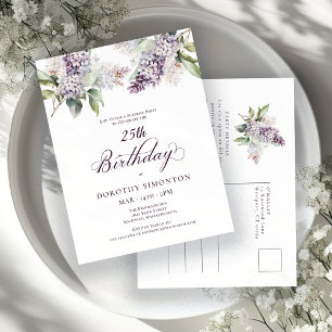 ÜBERRASCHENDES PARTY 25. Geburtstag Lila Lilac Flo Einladungspostkarte