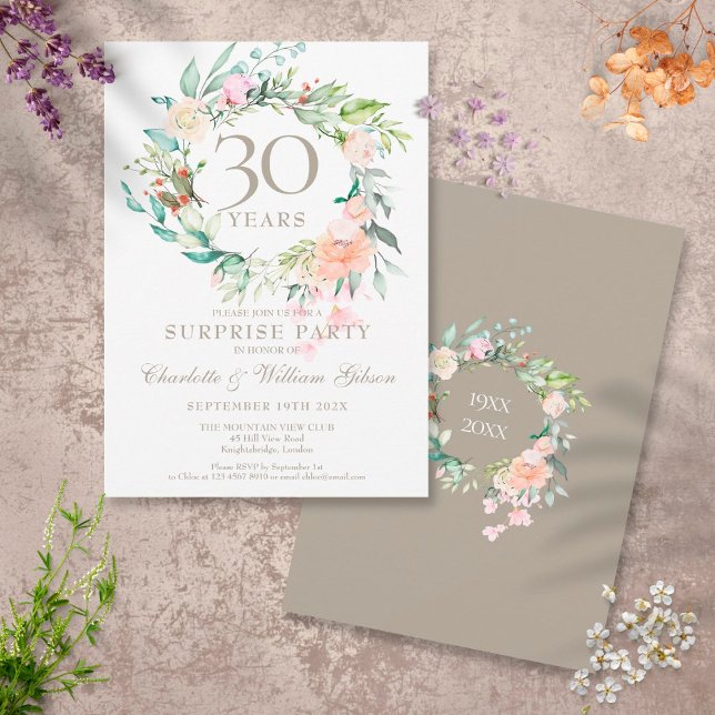 Überraschendes Party 30 Jahre Jubiläum Rose Garlan Einladung (Von Creator hochgeladen)