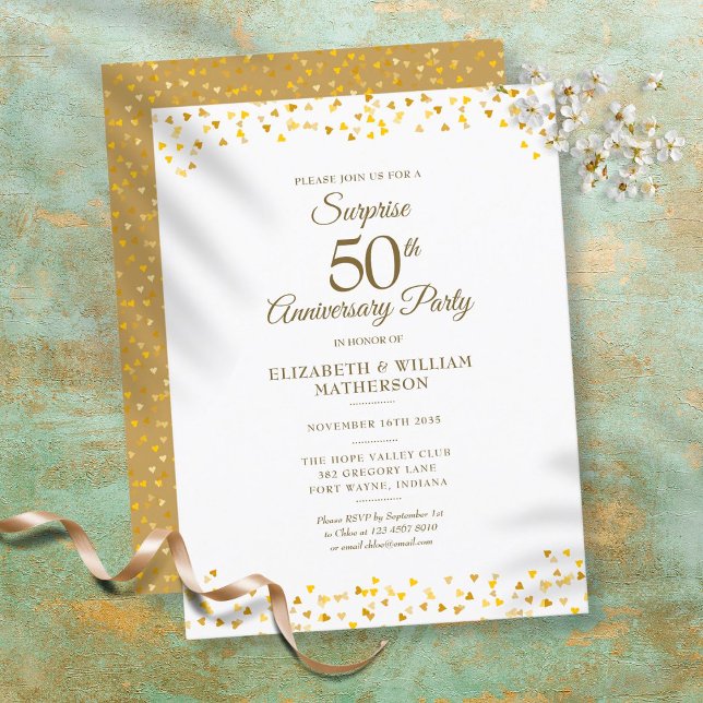 Überraschendes Party 50 Jahre Jubiläum Goldene Her Ankündigungspostkarte (Von Creator hochgeladen)