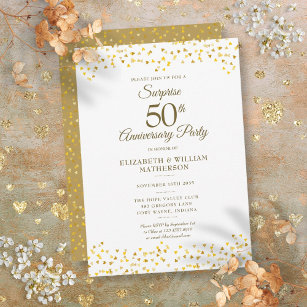 Überraschendes Party Golden 50. Hochzeitstag Einladung