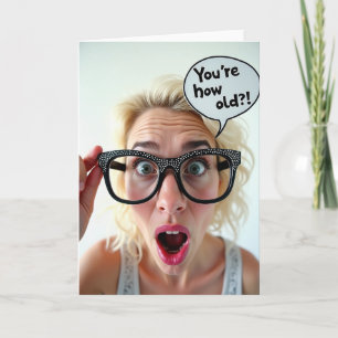 Überraschte Frau Geburtstagsbrille Karte