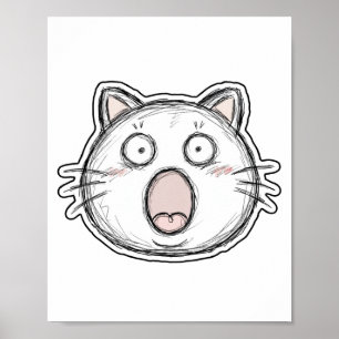 Überraschte Katze mit offenem Maul Poster