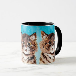 Überraschte Katze x3 Gemälde von Louis Wain Tasse