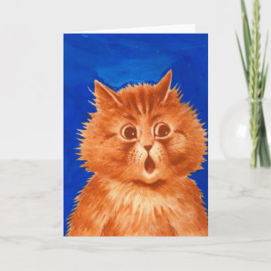 Überraschte orange Katze Louis Wain Karte