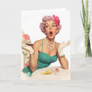 Überraschte Retro-Glamour-Lady Karte
