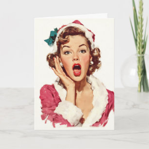 Überraschte Retro-Weihnachts-Pin-Up Karte