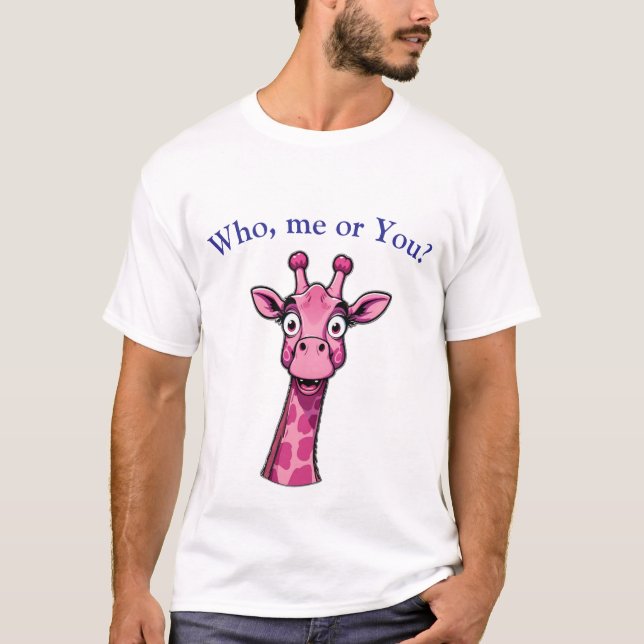 Überraschte rosa Giraffe T-Shirt (Vorderseite)