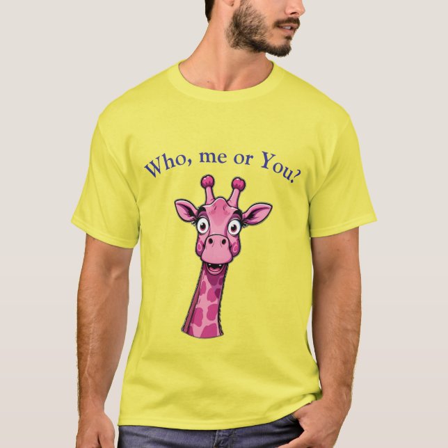 Überraschte Rosa Giraffe T-Shirt (Vorderseite)