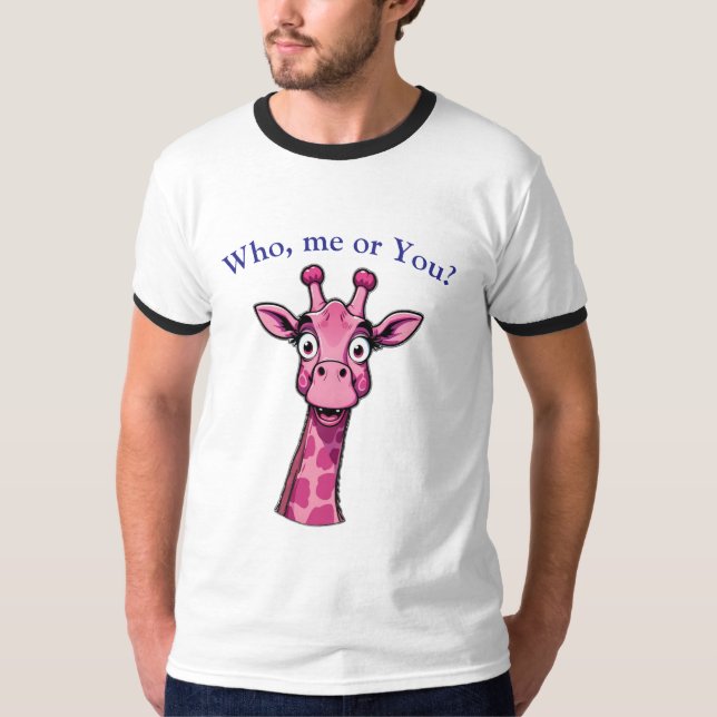 Überraschte Rosa Giraffe T-Shirt (Vorderseite)