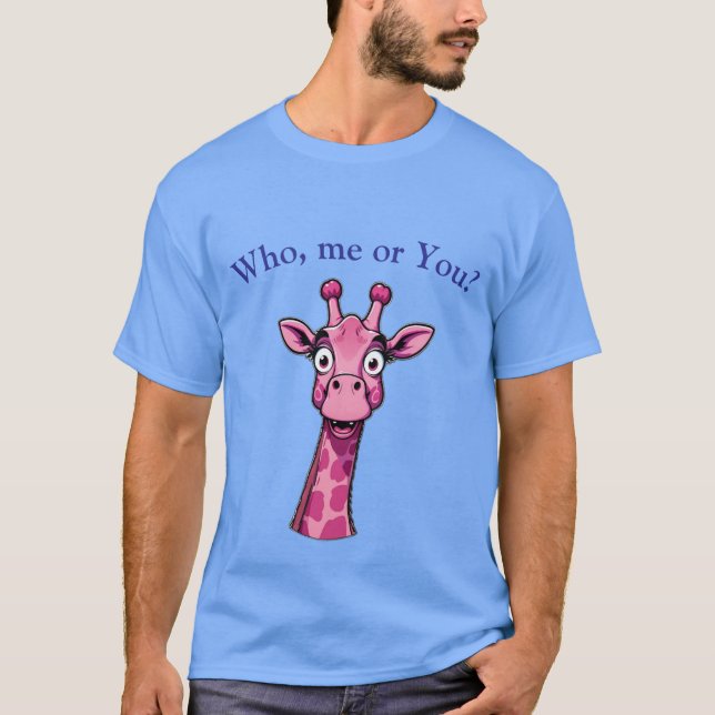 Überraschte Rosa Giraffe T-Shirt (Vorderseite)