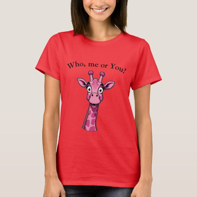 Überraschte Rosa Giraffe T-Shirt (Vorderseite)