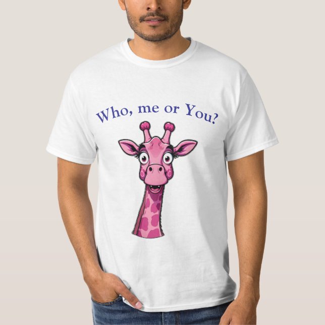 Überraschte rosa Giraffe T-Shirt (Vorderseite)