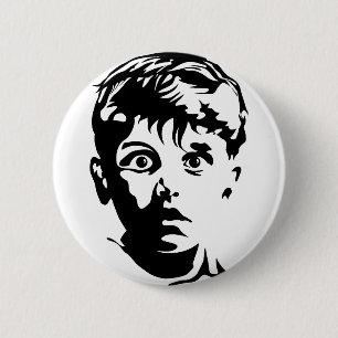 Überraschter Junge Grafik Kunst Schablone Button A