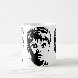 Überraschter Junge Grafik Kunst Schablone Tasse