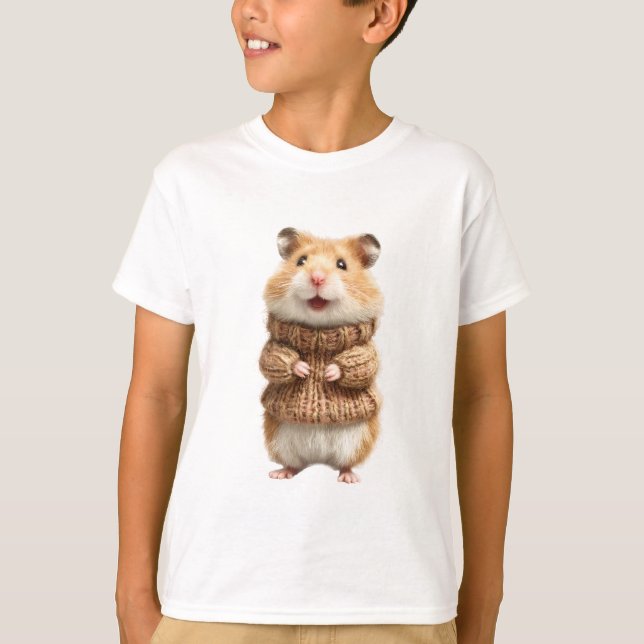 Überraschter Strickpullover Hamster Kinder T-Shirt (Vorderseite)